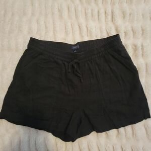 J. Crew Black Drawstring Linen-Blend Shorts